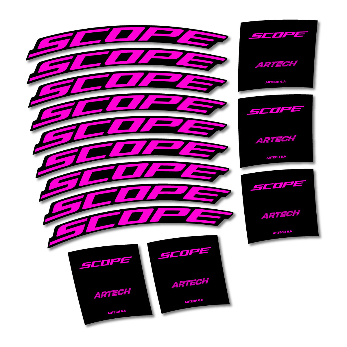 Stickers for Scope Artech 6.A 2026, Road Wheel vinyl decals - Fuchsia Neon