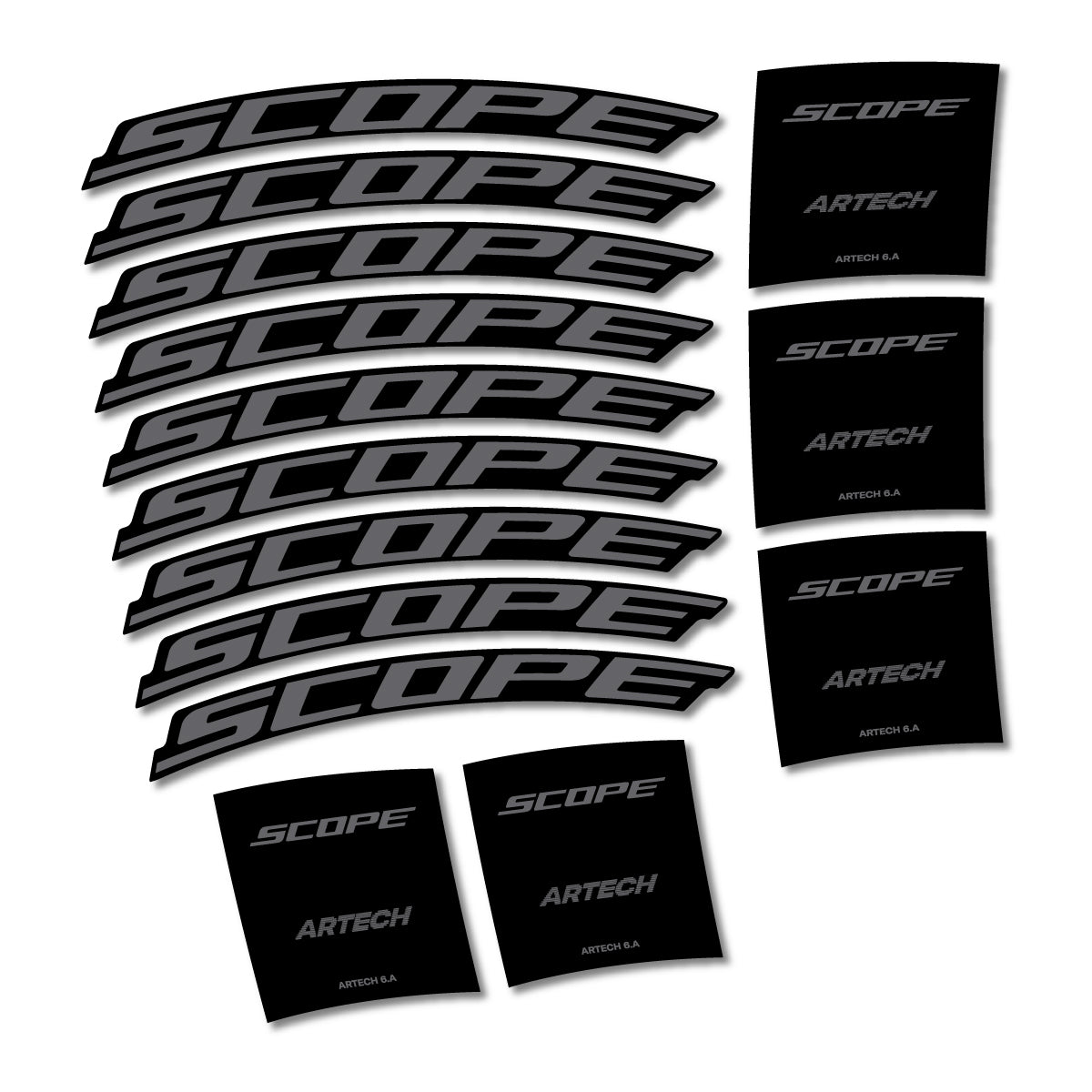 Stickers for Scope Artech 6.A 2026, Road Wheel vinyl decals - Medium Grey