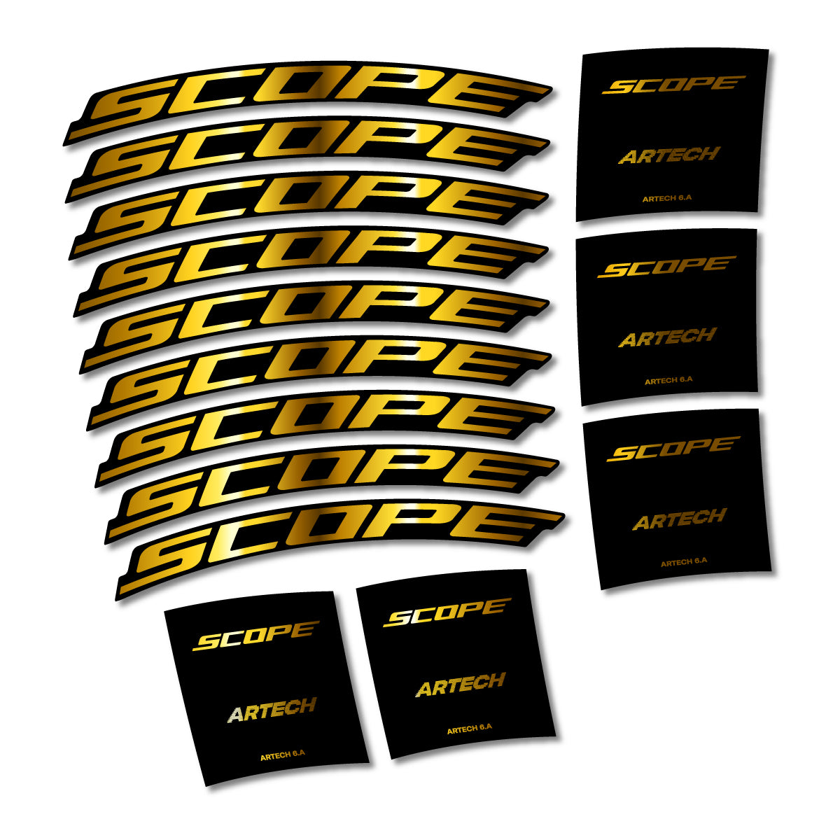 Stickers for Scope Artech 6.A 2026, Road Wheel vinyl decals - Chrome Gold