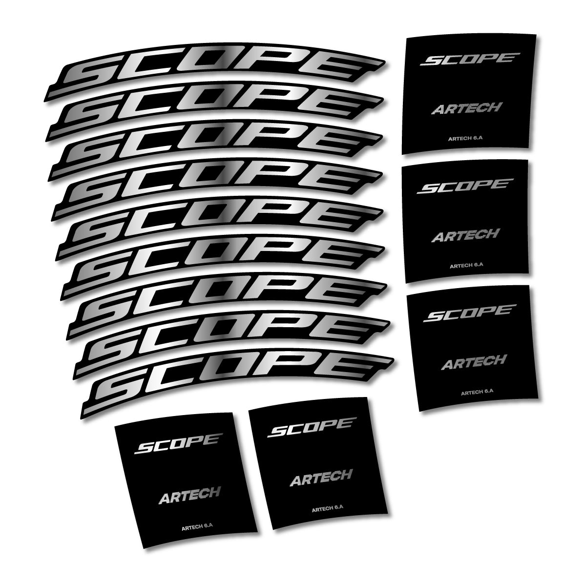 Stickers for Scope Artech 6.A 2026, Road Wheel vinyl decals - Chrome Silver
