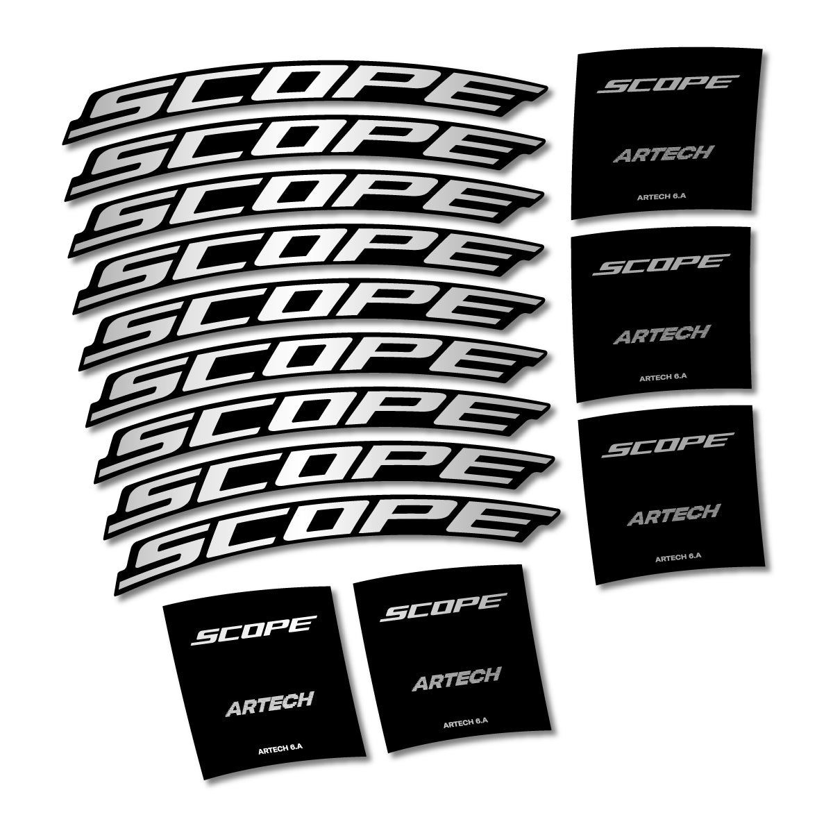 Stickers for Scope Artech 6.A 2026, Road Wheel vinyl decals - Light Silver