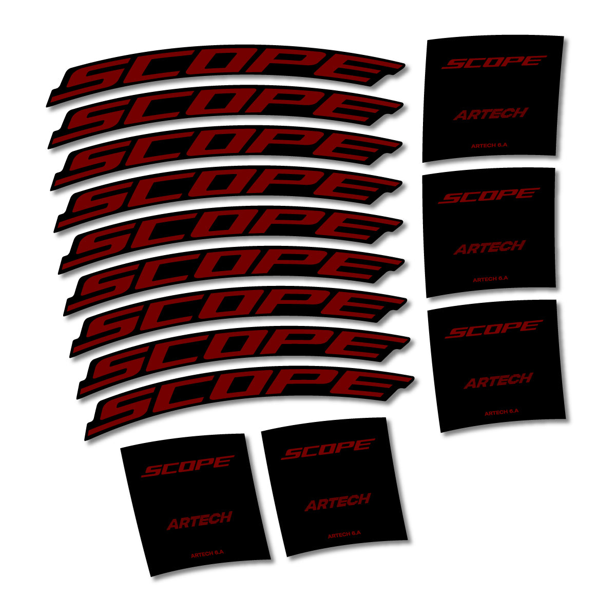 Stickers for Scope Artech 6.A 2026, Road Wheel vinyl decals - Very Dark Red