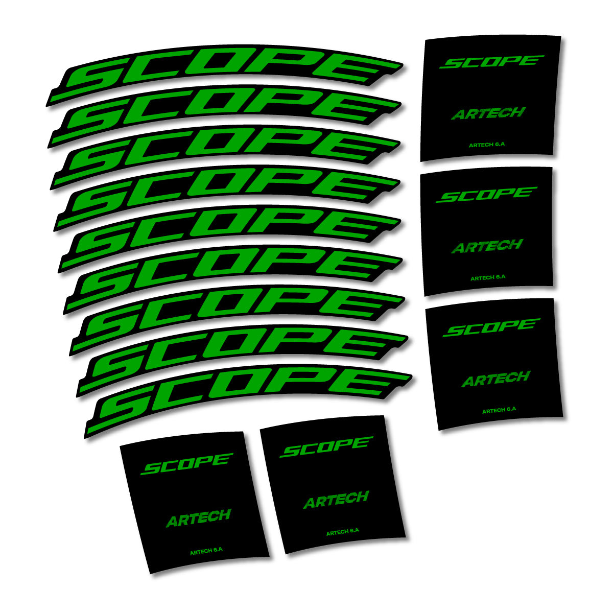 Stickers for Scope Artech 6.A 2026, Road Wheel vinyl decals - Green