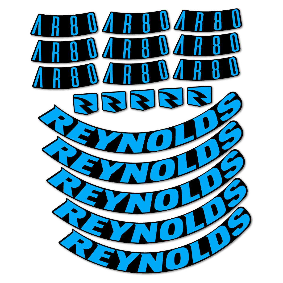 Stickers for Reynolds AR80, Road Wheel 80 mm vinyl decals - Light Blue
