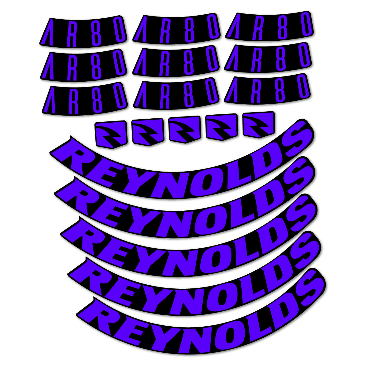 Stickers for Reynolds AR80, Road Wheel 80 mm vinyl decals - Reflex Blue