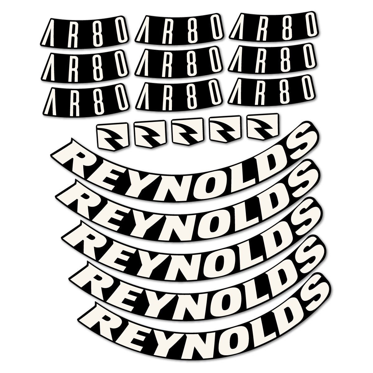 Stickers for Reynolds AR80, Road Wheel 80 mm vinyl decals - Bone White