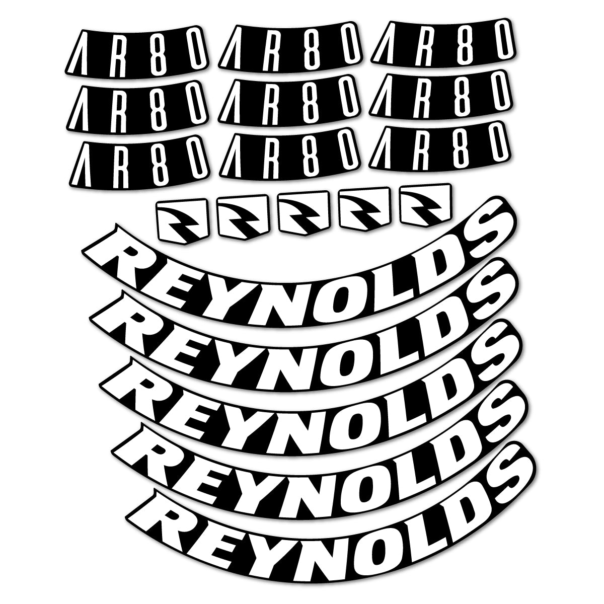 Stickers for Reynolds AR80, Road Wheel 80 mm vinyl decals - White