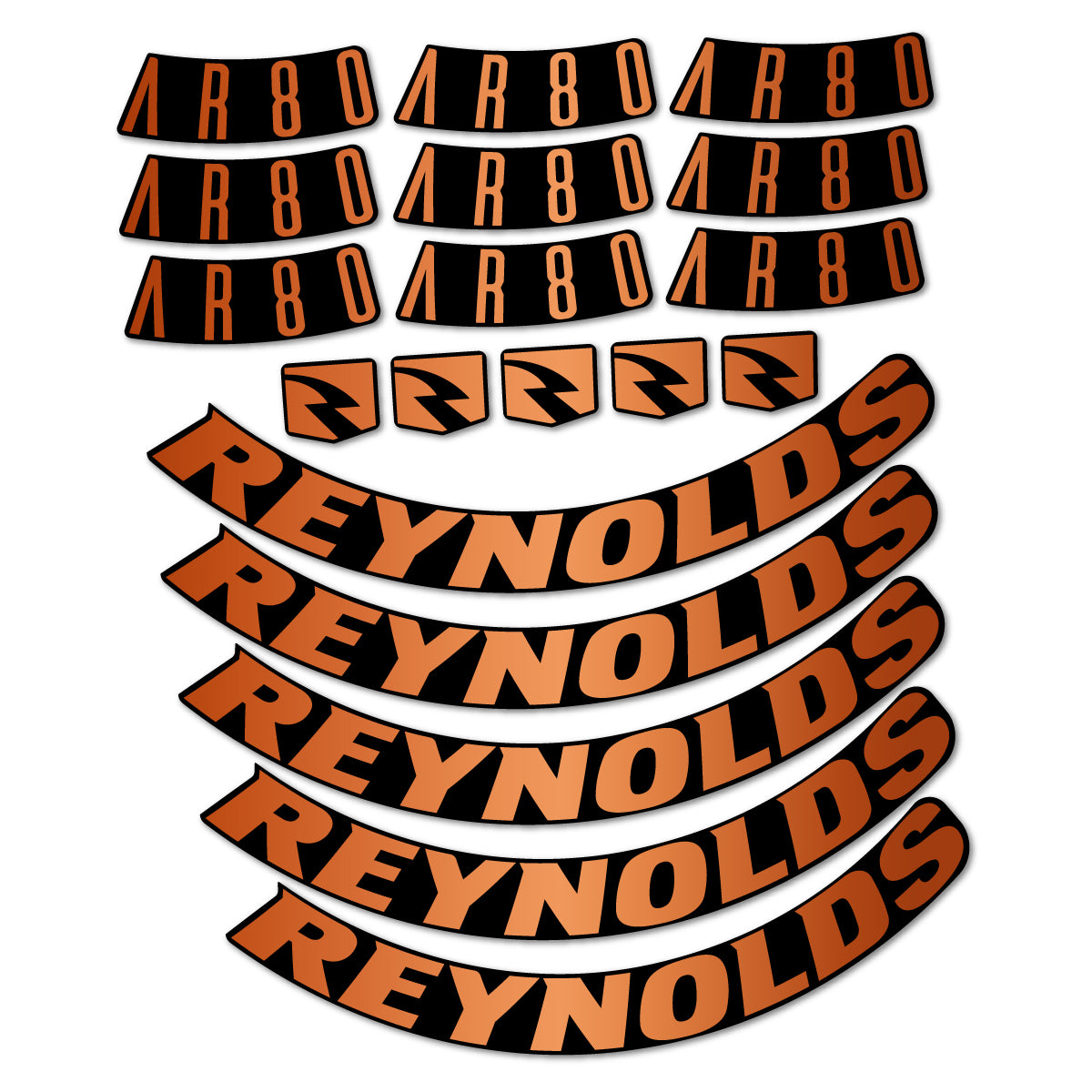 Stickers for Reynolds AR80, Road Wheel 80 mm vinyl decals - Bronze
