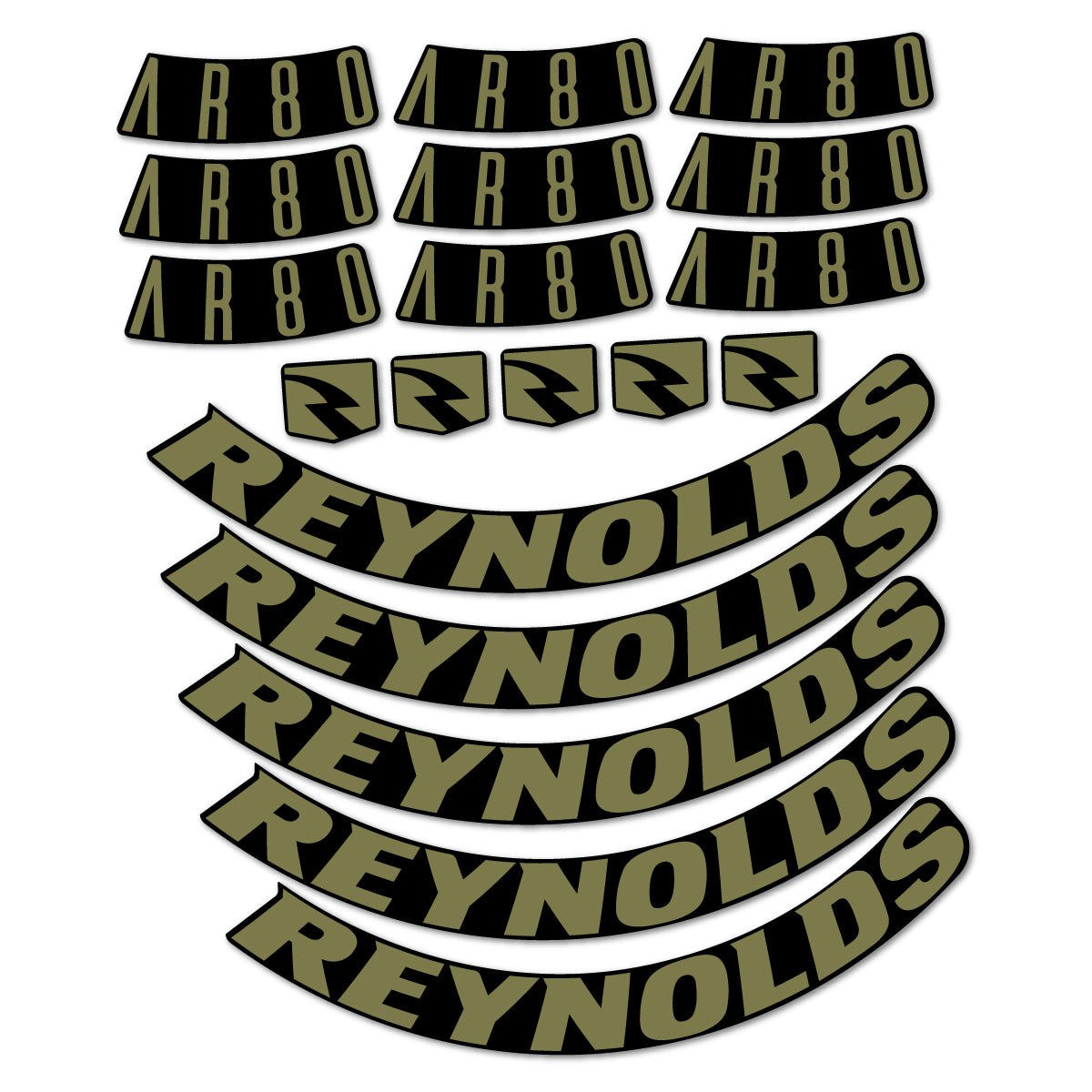 Stickers for Reynolds AR80, Road Wheel 80 mm vinyl decals - Khaki