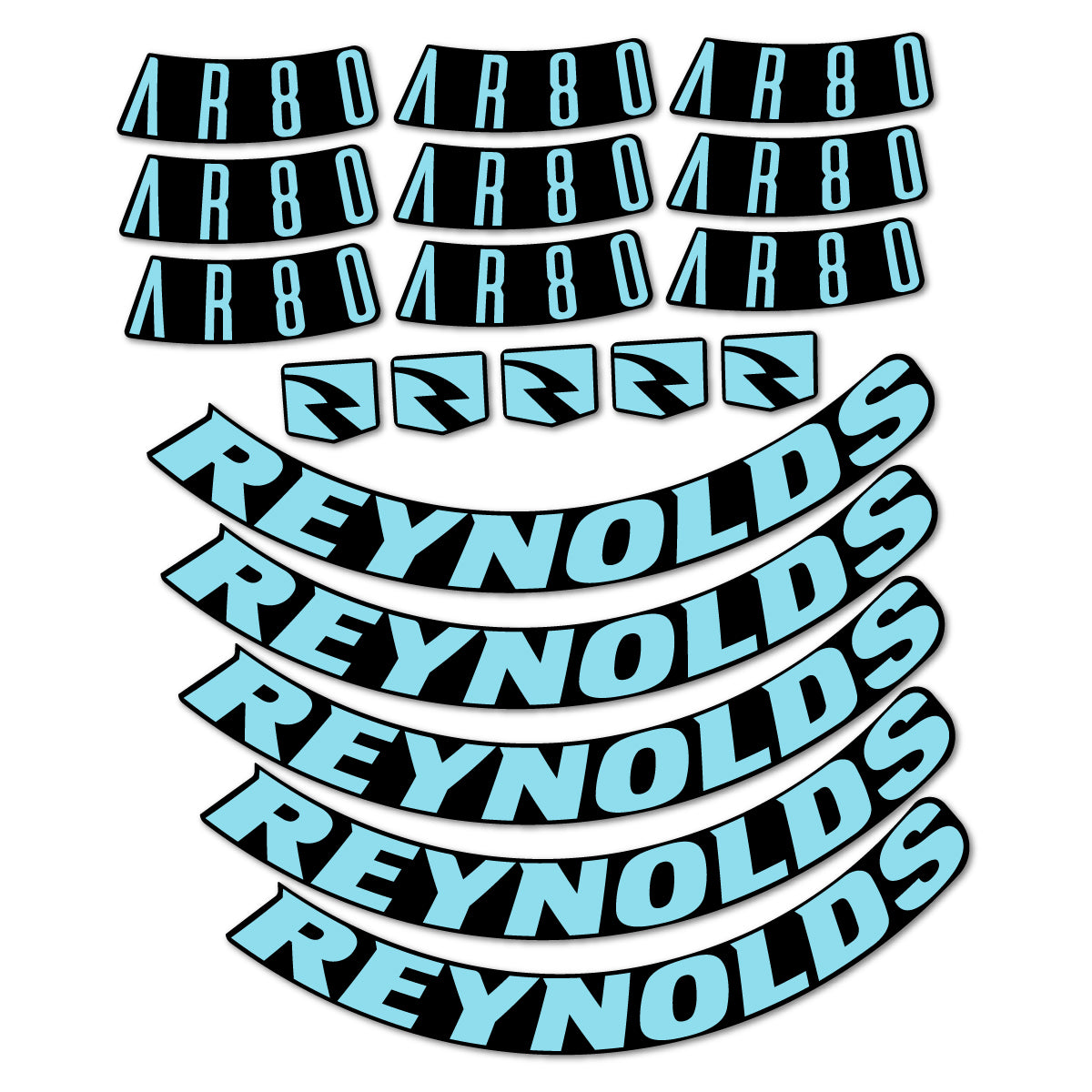 Stickers for Reynolds AR80, Road Wheel 80 mm vinyl decals - Sky Blue