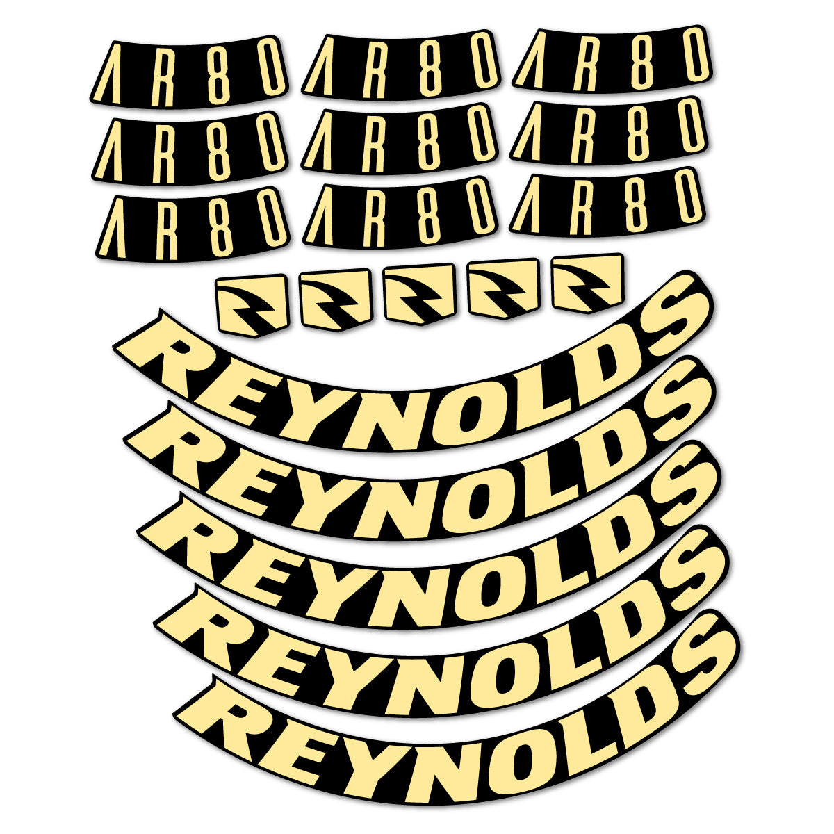 Stickers for Reynolds AR80, Road Wheel 80 mm vinyl decals - Cream