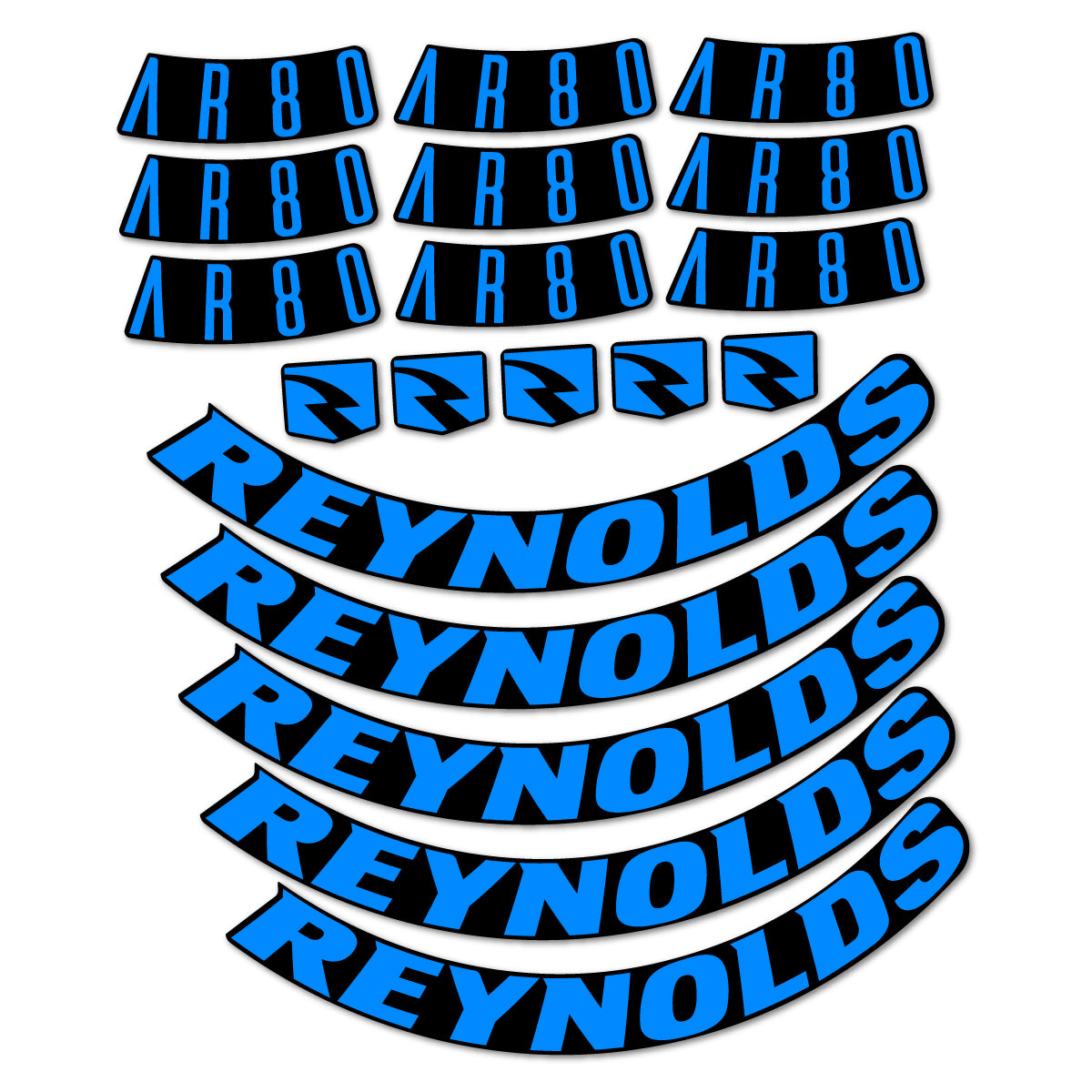 Stickers for Reynolds AR80, Road Wheel 80 mm vinyl decals - Luminous Cyan