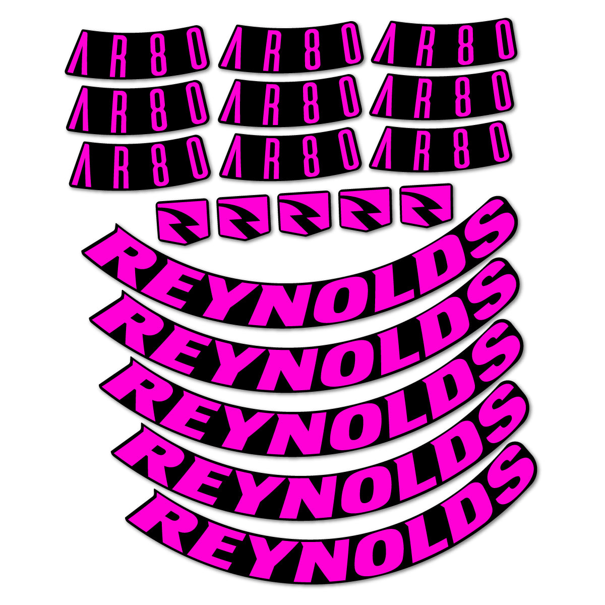 Stickers for Reynolds AR80, Road Wheel 80 mm vinyl decals - Fuchsia Neon