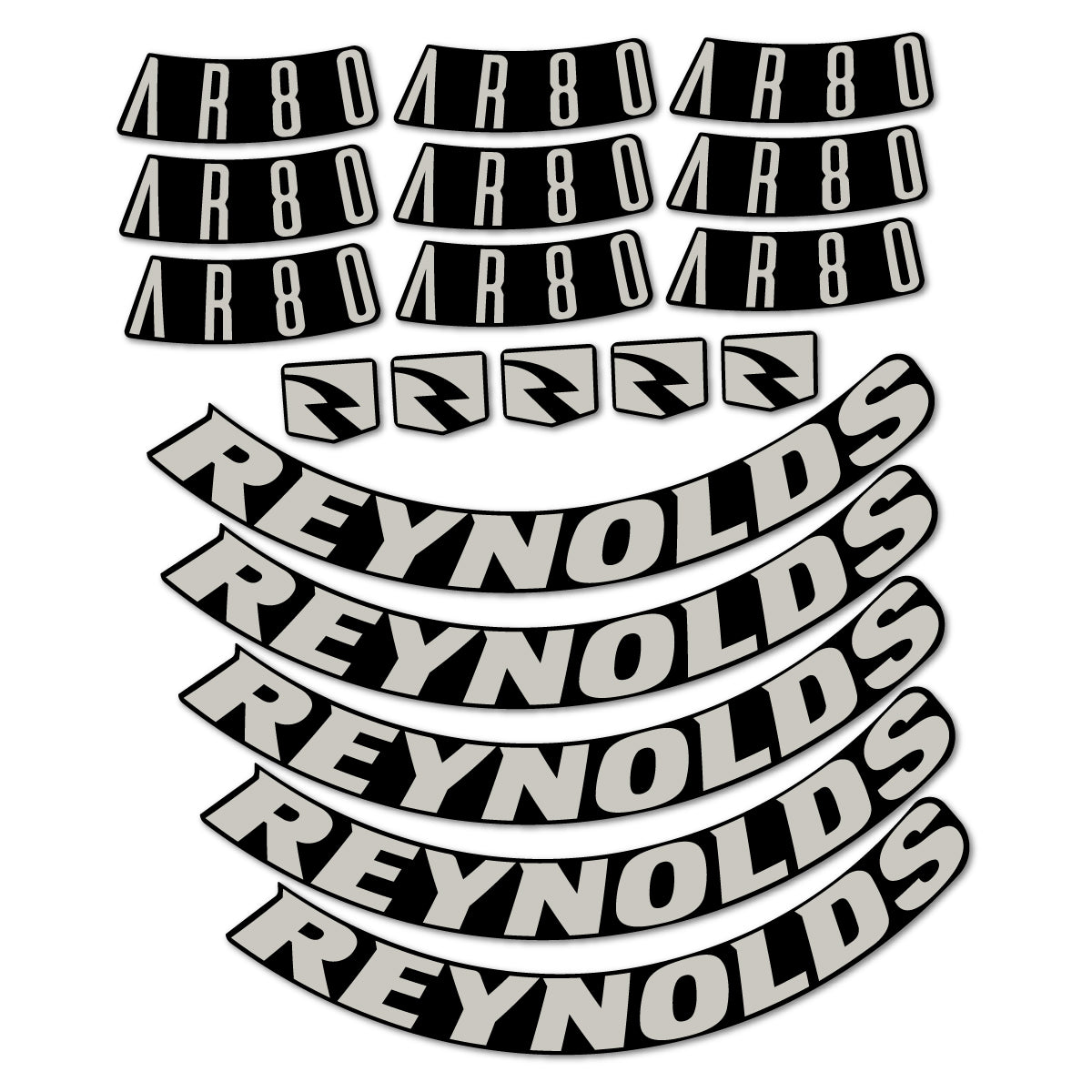 Stickers for Reynolds AR80, Road Wheel 80 mm vinyl decals - Light Grey