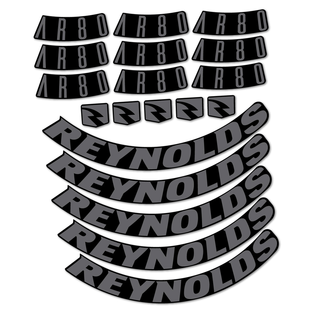 Stickers for Reynolds AR80, Road Wheel 80 mm vinyl decals - Medium Grey