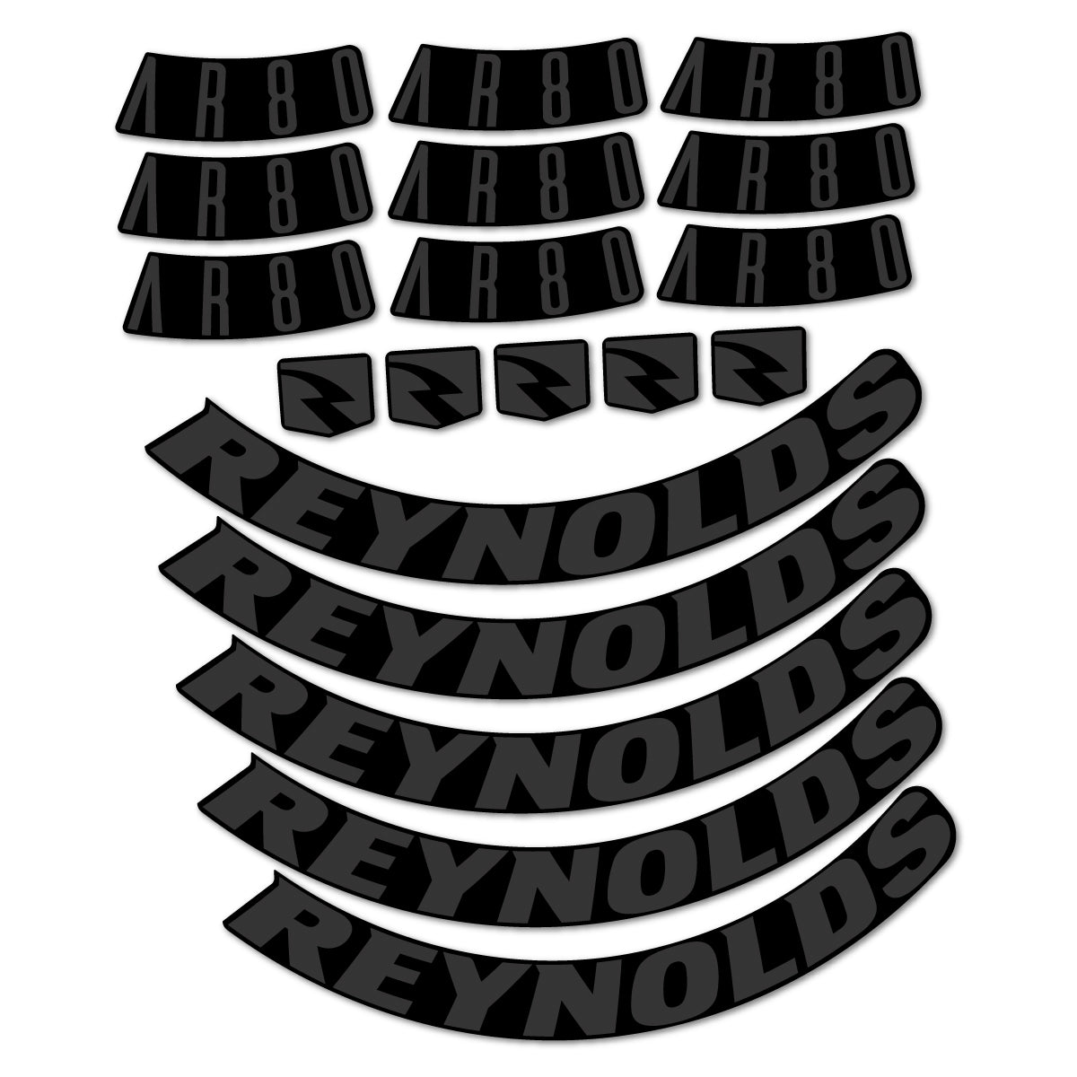 Stickers for Reynolds AR80, Road Wheel 80 mm vinyl decals - Very Dark Grey