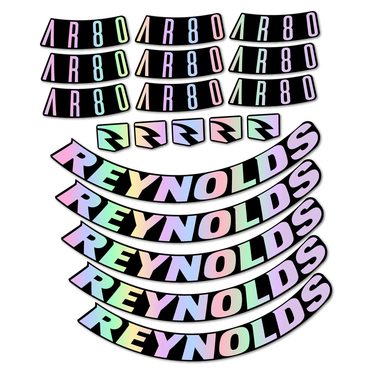 Stickers for Reynolds AR80, Road Wheel 80 mm vinyl decals - Hollographic