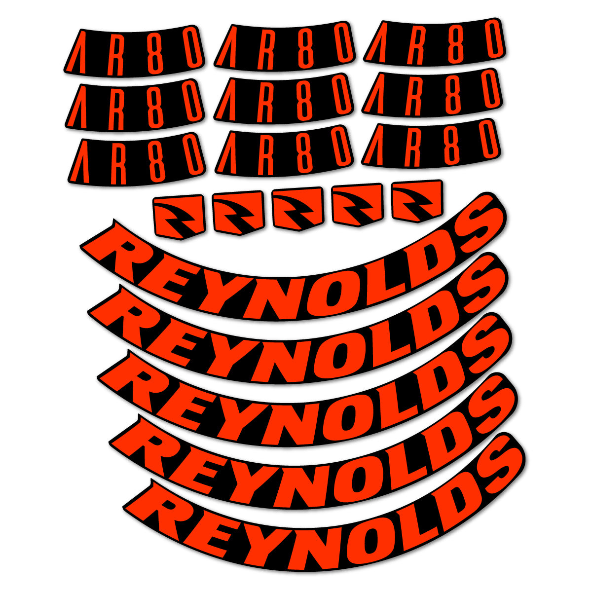 Stickers for Reynolds AR80, Road Wheel 80 mm vinyl decals - Luminous Orange