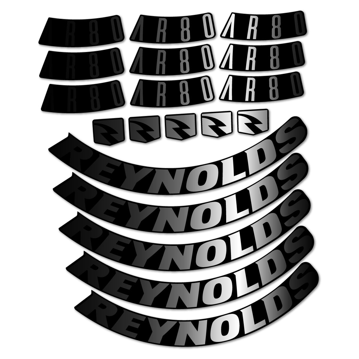 Stickers for Reynolds AR80, Road Wheel 80 mm vinyl decals - Black