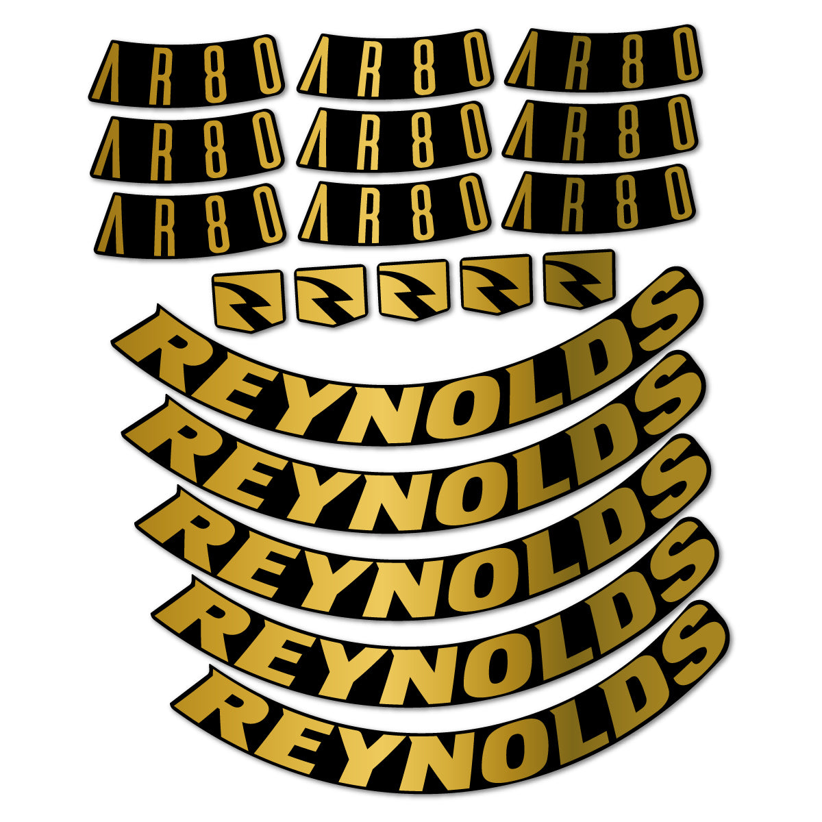 Stickers for Reynolds AR80, Road Wheel 80 mm vinyl decals - Gold