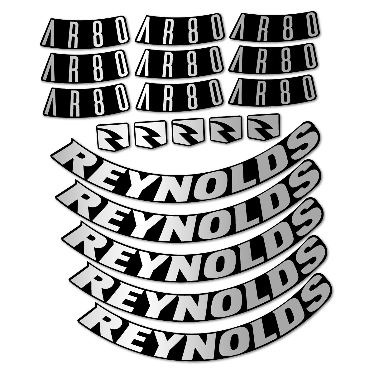 Stickers for Reynolds AR80, Road Wheel 80 mm vinyl decals - Light Silver