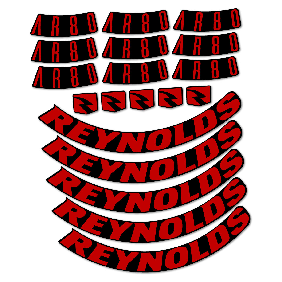 Stickers for Reynolds AR80, Road Wheel 80 mm vinyl decals - Medium Red