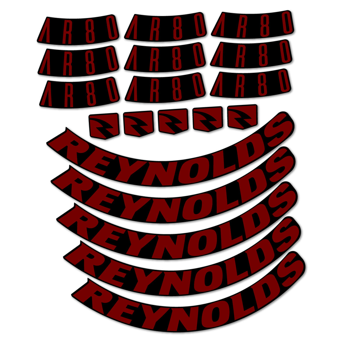 Stickers for Reynolds AR80, Road Wheel 80 mm vinyl decals - Very Dark Red