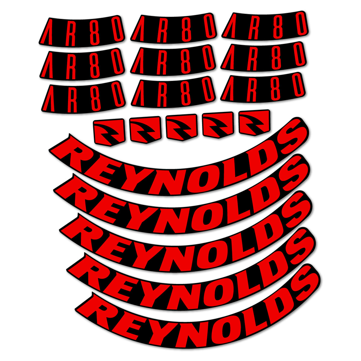 Stickers for Reynolds AR80, Road Wheel 80 mm vinyl decals - Red