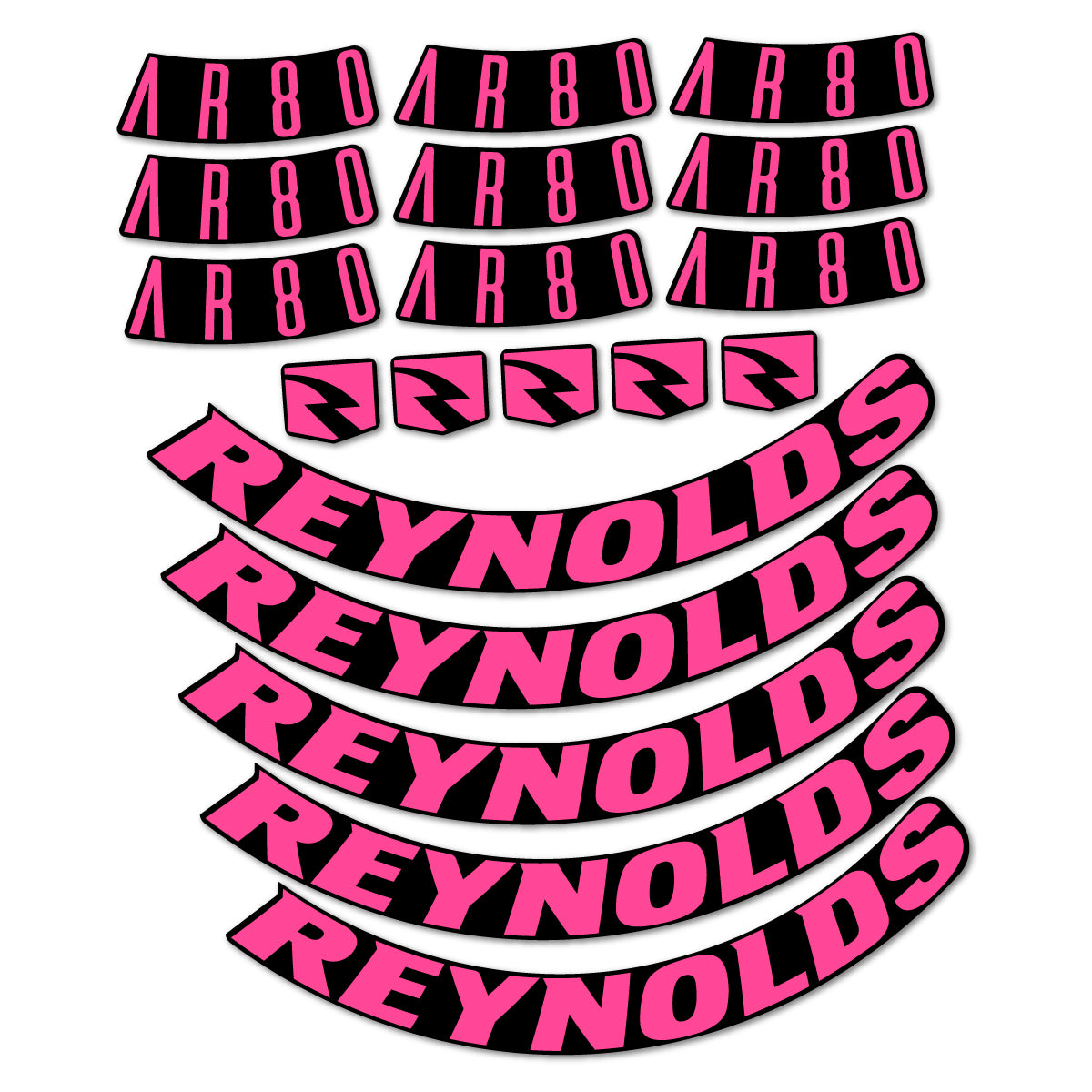 Stickers for Reynolds AR80, Road Wheel 80 mm vinyl decals - Bubblegum Pink