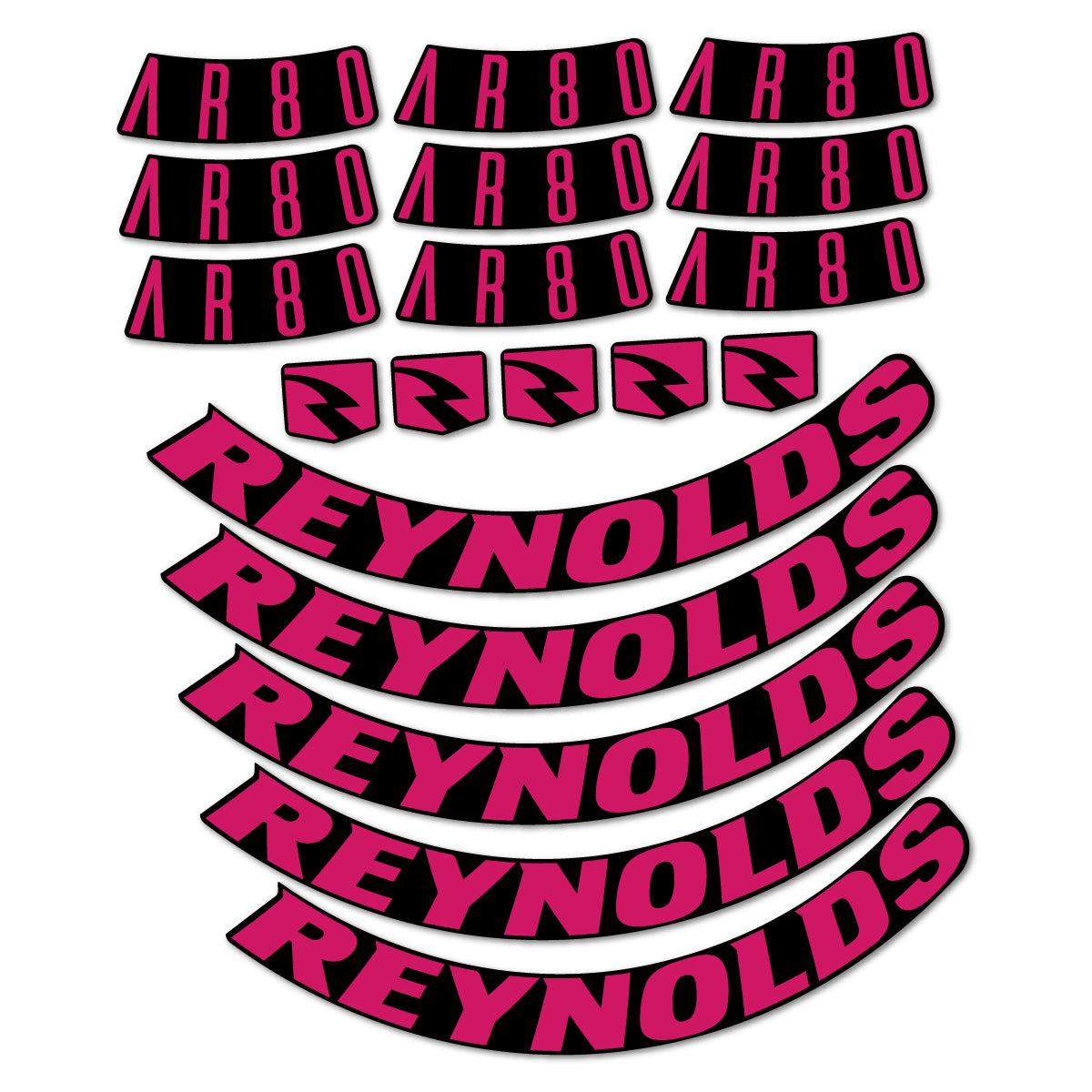 Stickers for Reynolds AR80, Road Wheel 80 mm vinyl decals - Dark Pink
