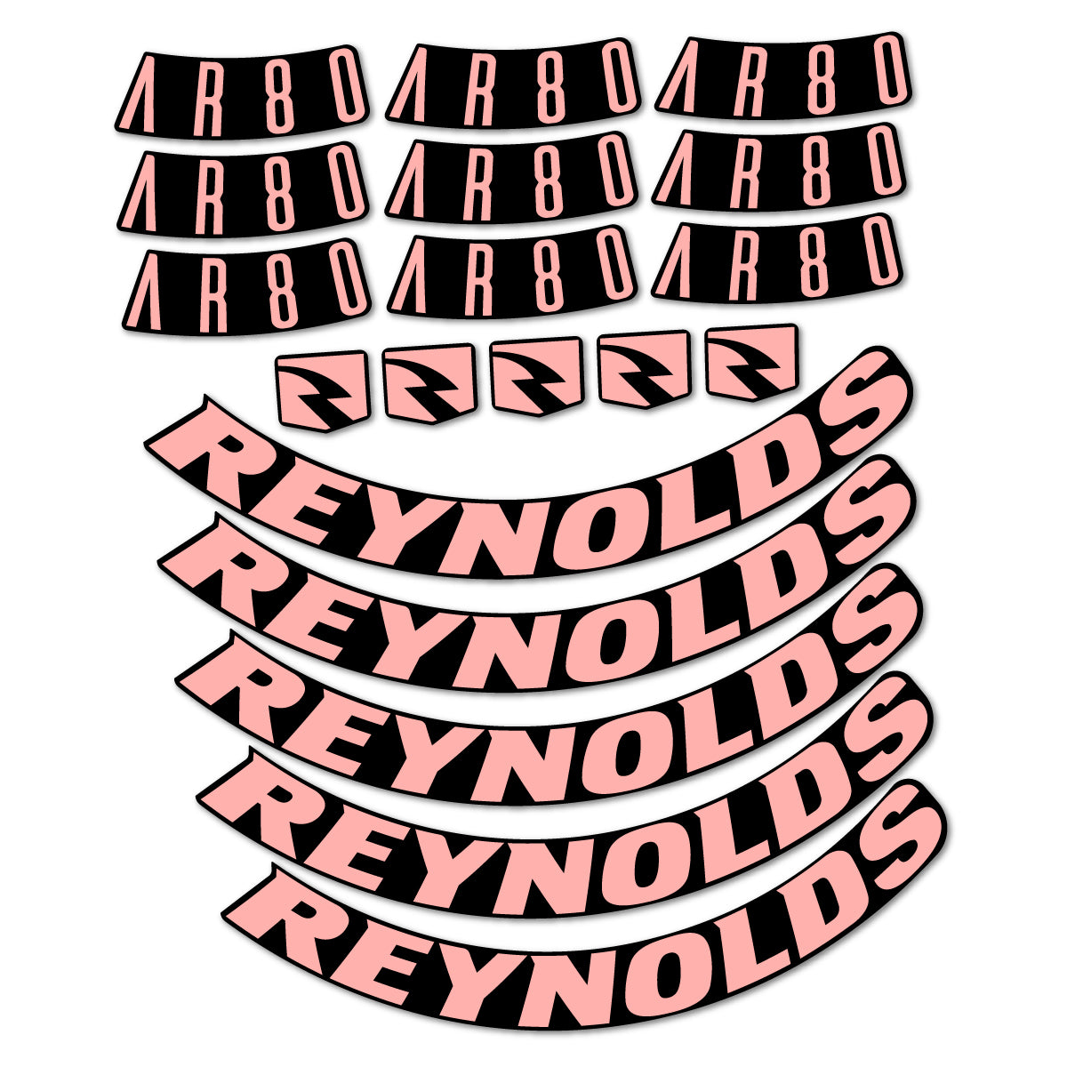 Stickers for Reynolds AR80, Road Wheel 80 mm vinyl decals - Salmon Pink