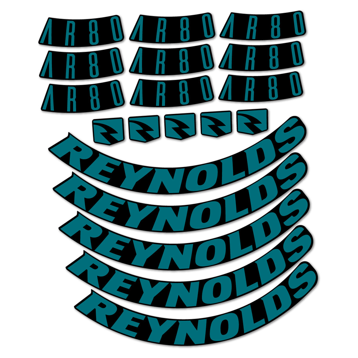 Stickers for Reynolds AR80, Road Wheel 80 mm vinyl decals - Dark Turquoise