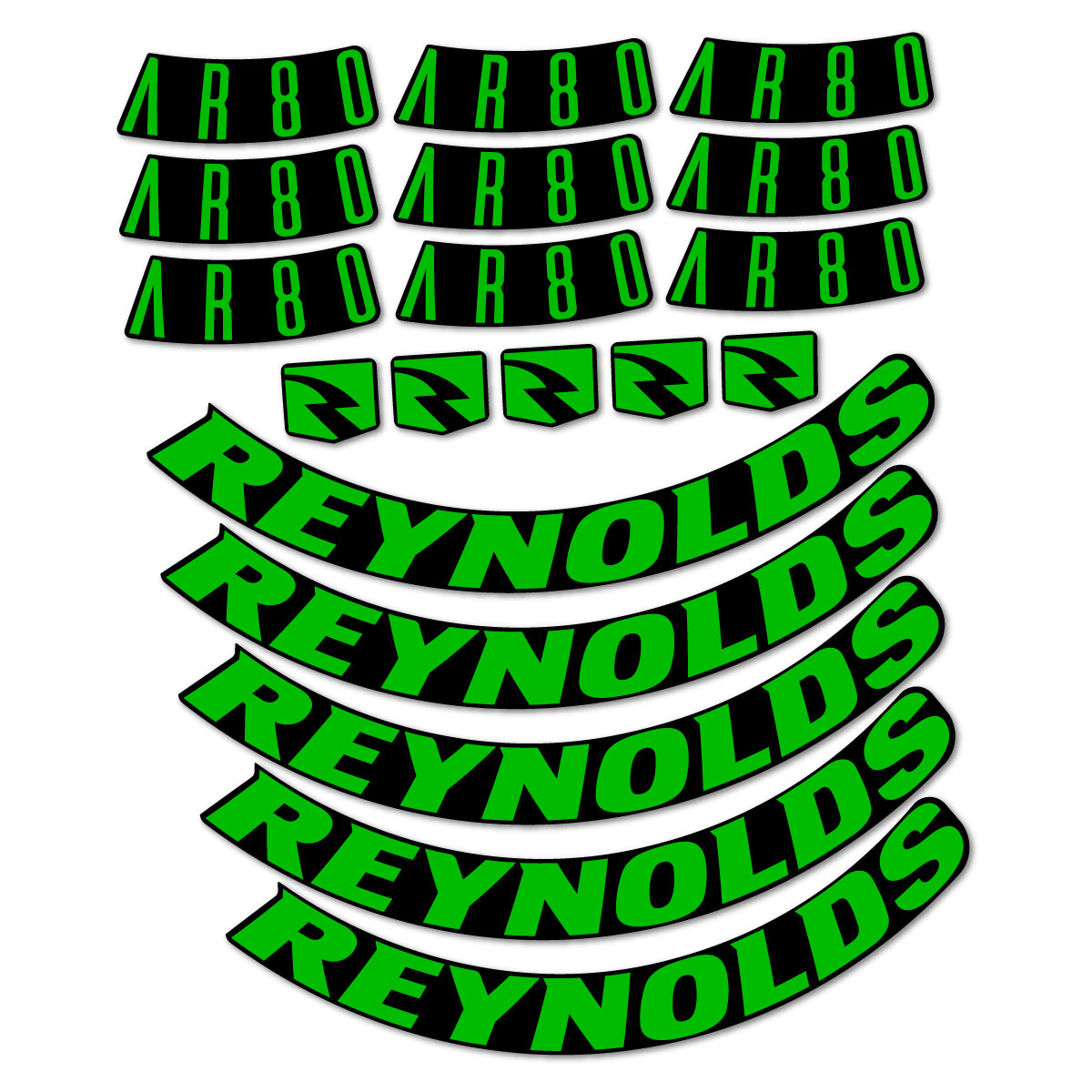 Stickers for Reynolds AR80, Road Wheel 80 mm vinyl decals - Grass Green