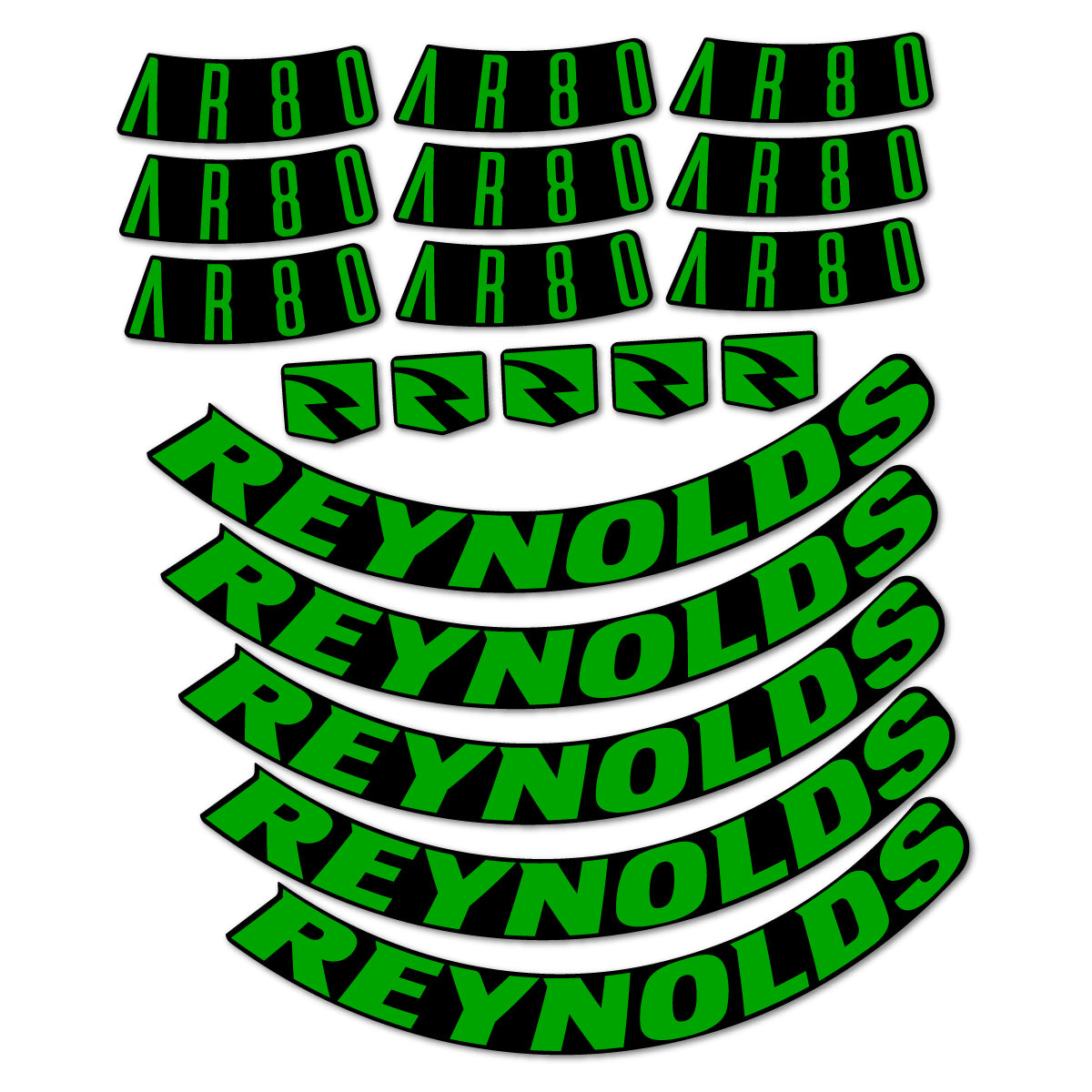Stickers for Reynolds AR80, Road Wheel 80 mm vinyl decals - Green