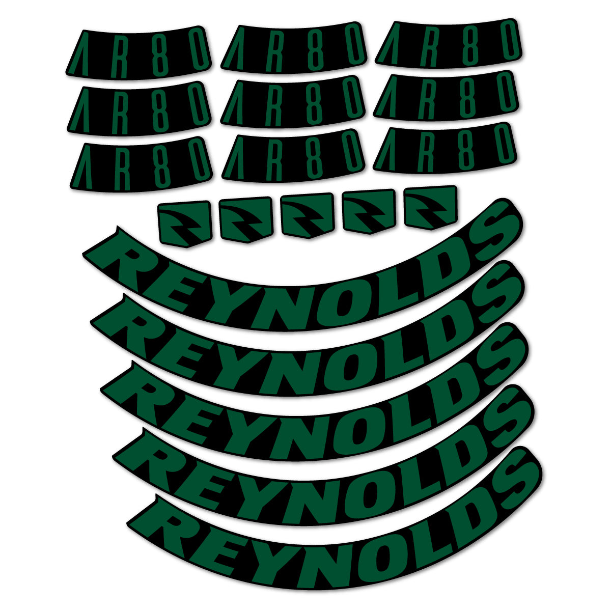 Stickers for Reynolds AR80, Road Wheel 80 mm vinyl decals - Dark Green
