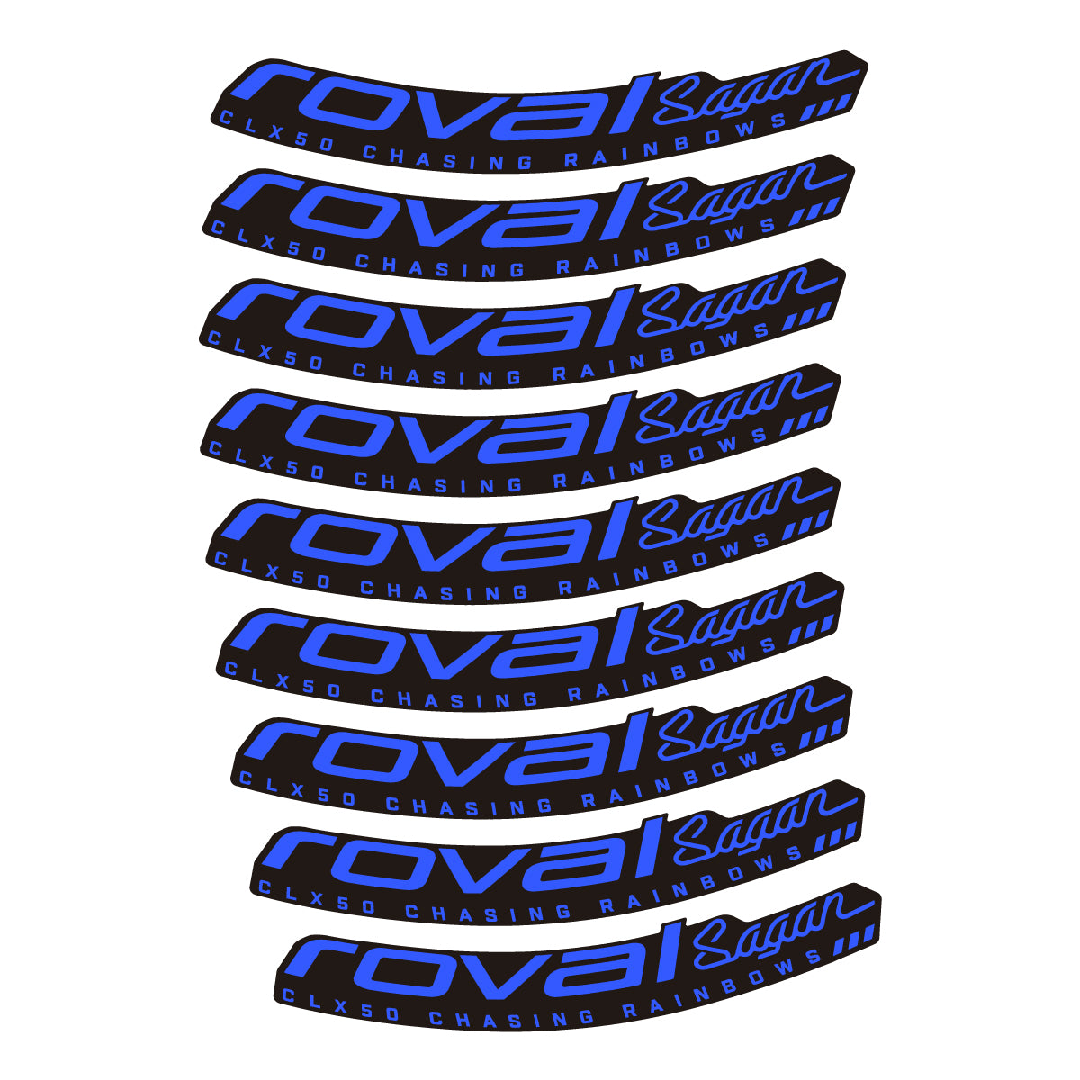 Compatible Stickers for Roval Sagan CLX 64 Rainbow, Road Wheel 64mm vinyl decals - Medium Blue