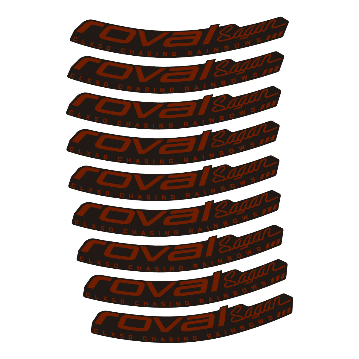 Compatible Stickers for Roval Sagan CLX 64 Rainbow, Road Wheel 64mm vinyl decals - Brown
