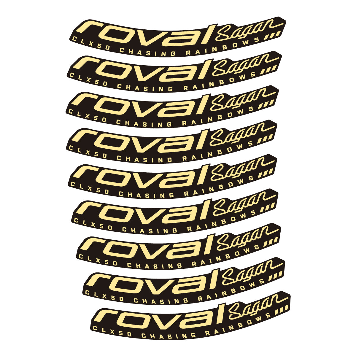 Compatible Stickers for Roval Sagan CLX 64 Rainbow, Road Wheel 64mm vinyl decals - Cream