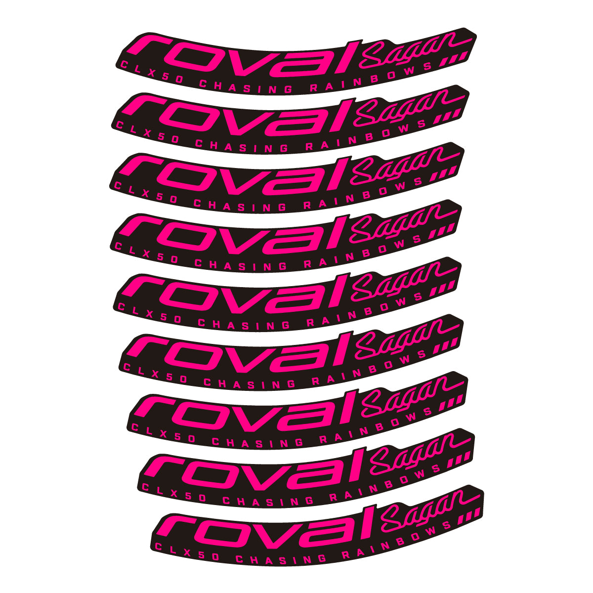 Compatible Stickers for Roval Sagan CLX 64 Rainbow, Road Wheel 64mm vinyl decals - Fuchsia