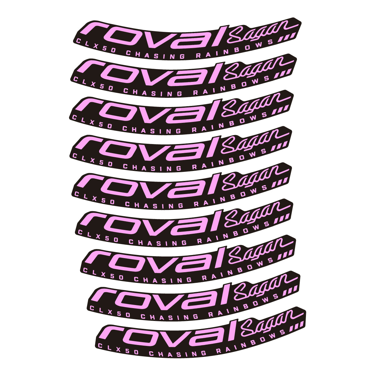 Compatible Stickers for Roval Sagan CLX 64 Rainbow, Road Wheel 64mm vinyl decals - Light Lilac