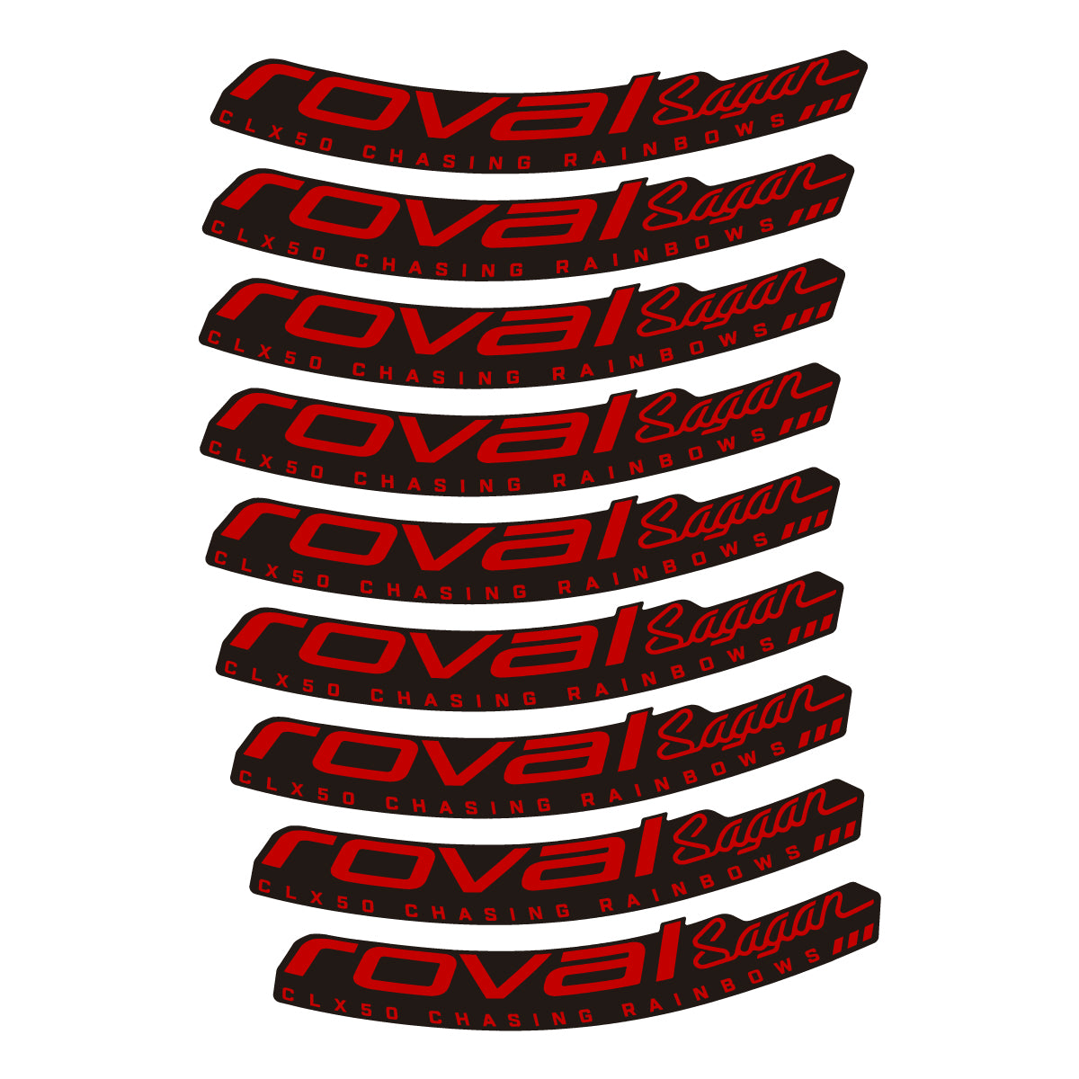 Compatible Stickers for Roval Sagan CLX 64 Rainbow, Road Wheel 64mm vinyl decals - Medium Red