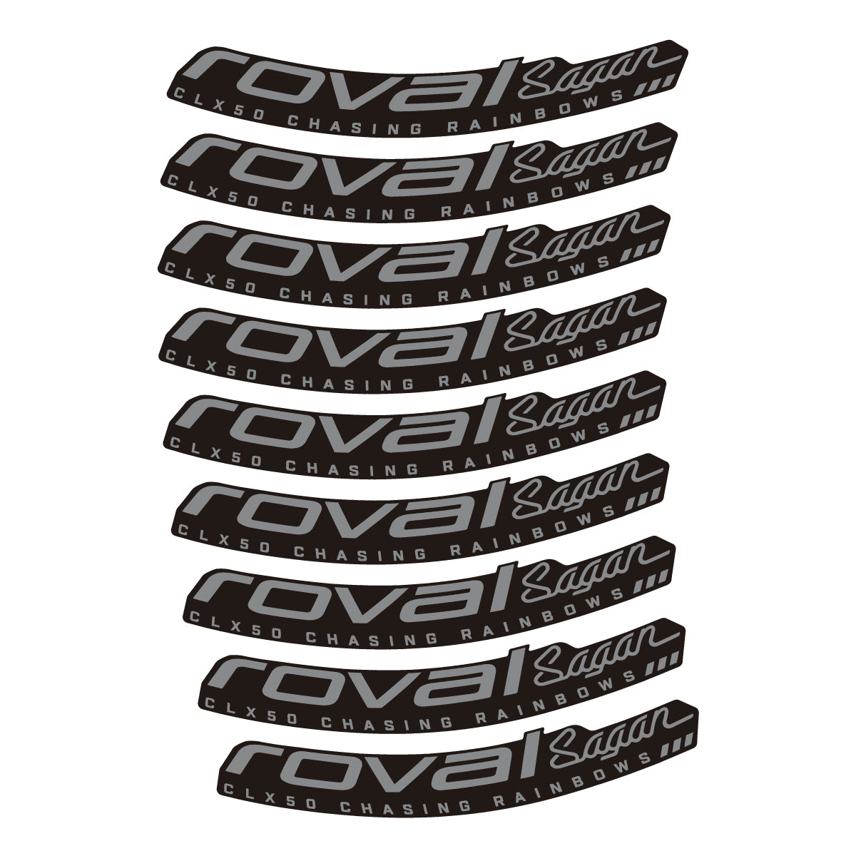 Compatible Stickers for Roval Sagan CLX 64 Rainbow, Road Wheel 64mm vinyl decals - Traffic Grey