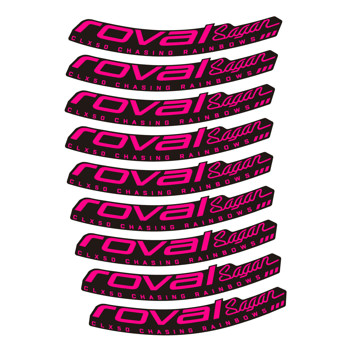 Compatible Stickers for Roval Sagan CLX 64 Rainbow, Road Wheel 64mm vinyl decals - Neon Pink