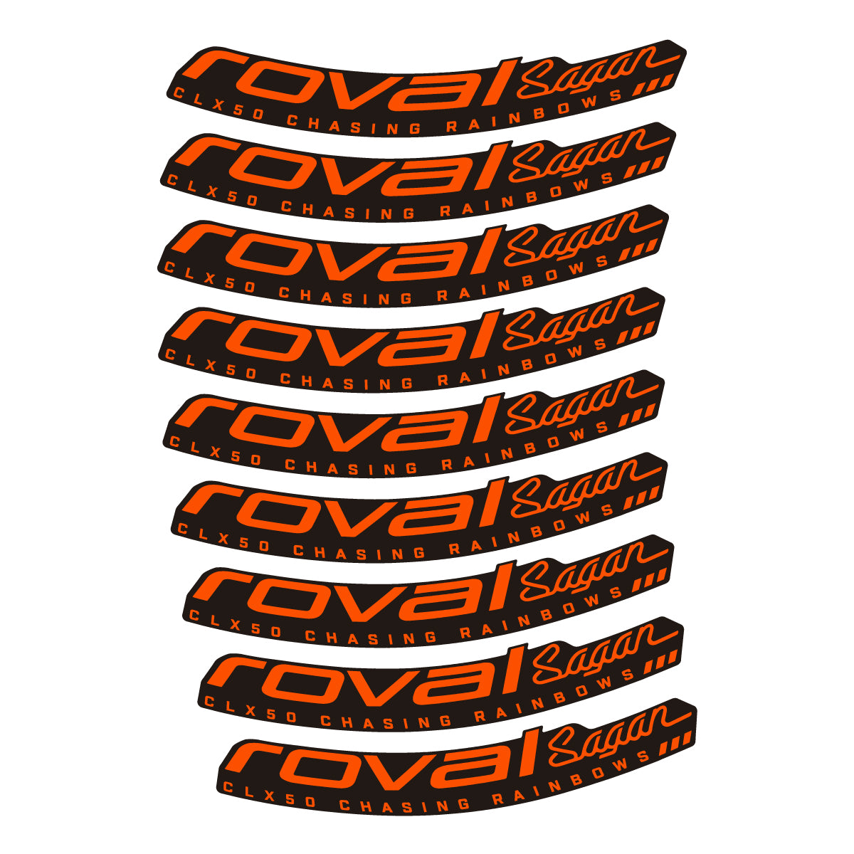 Compatible Stickers for Roval Sagan CLX 64 Rainbow, Road Wheel 64mm vinyl decals - Orange