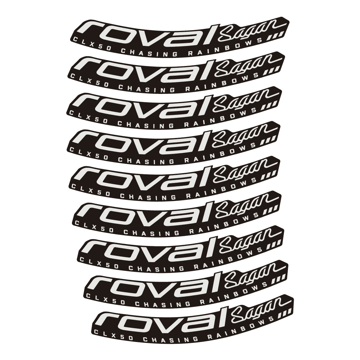 Compatible Stickers for Roval Sagan CLX 64 Rainbow, Road Wheel 64mm vinyl decals - Pearl Grey