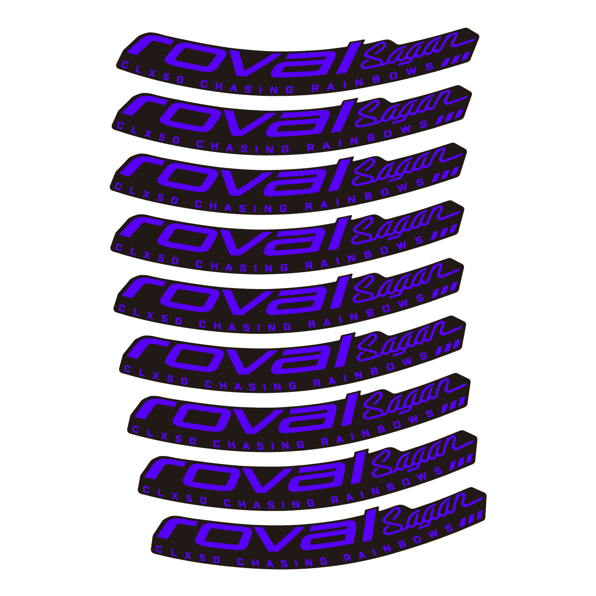 Compatible Stickers for Roval Sagan CLX 64 Rainbow, Road Wheel 64mm vinyl decals - Reflex Blue