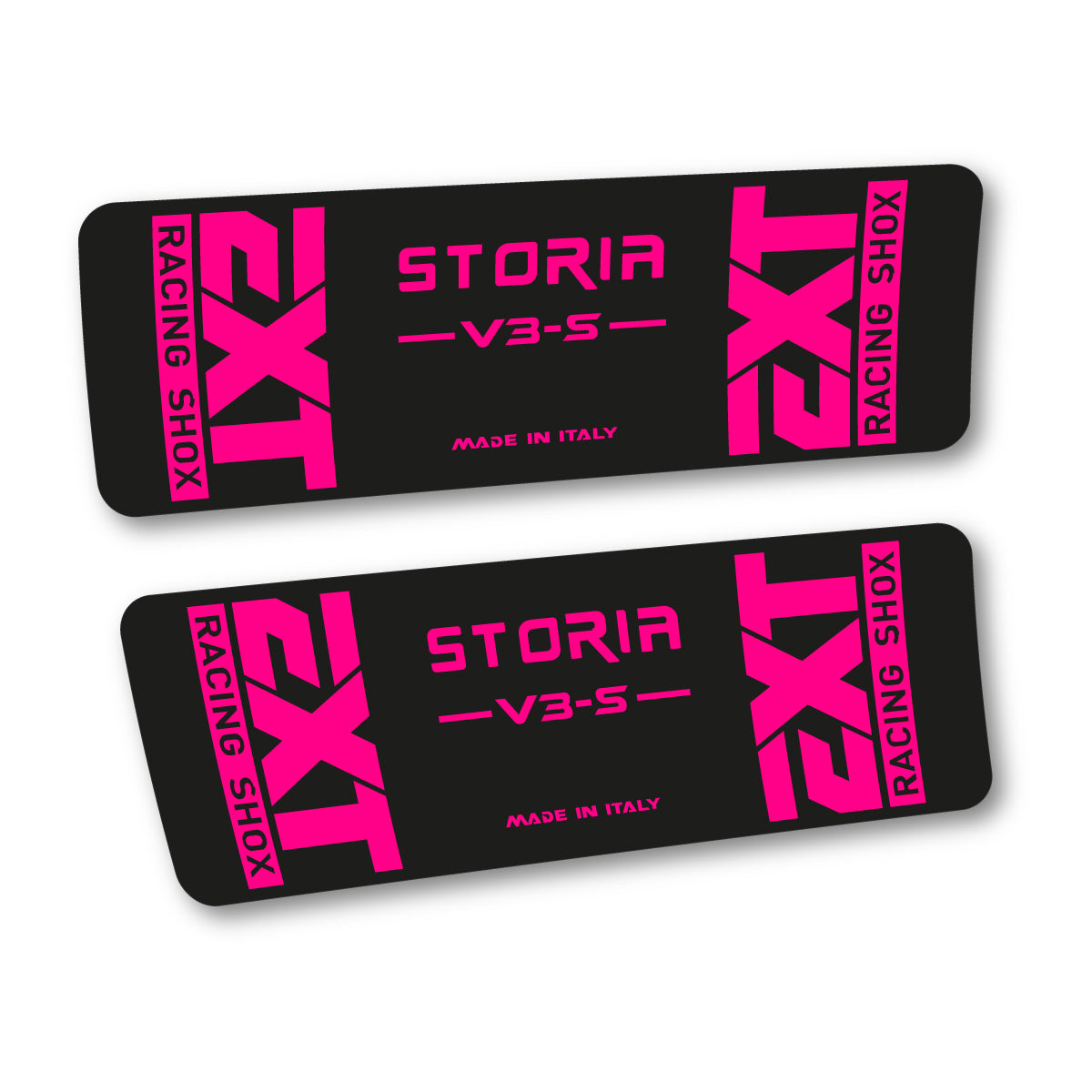 Compatible Stickers for EXT Storia V3 S 2026, Shock Absorber vinyl decals - Neon Pink