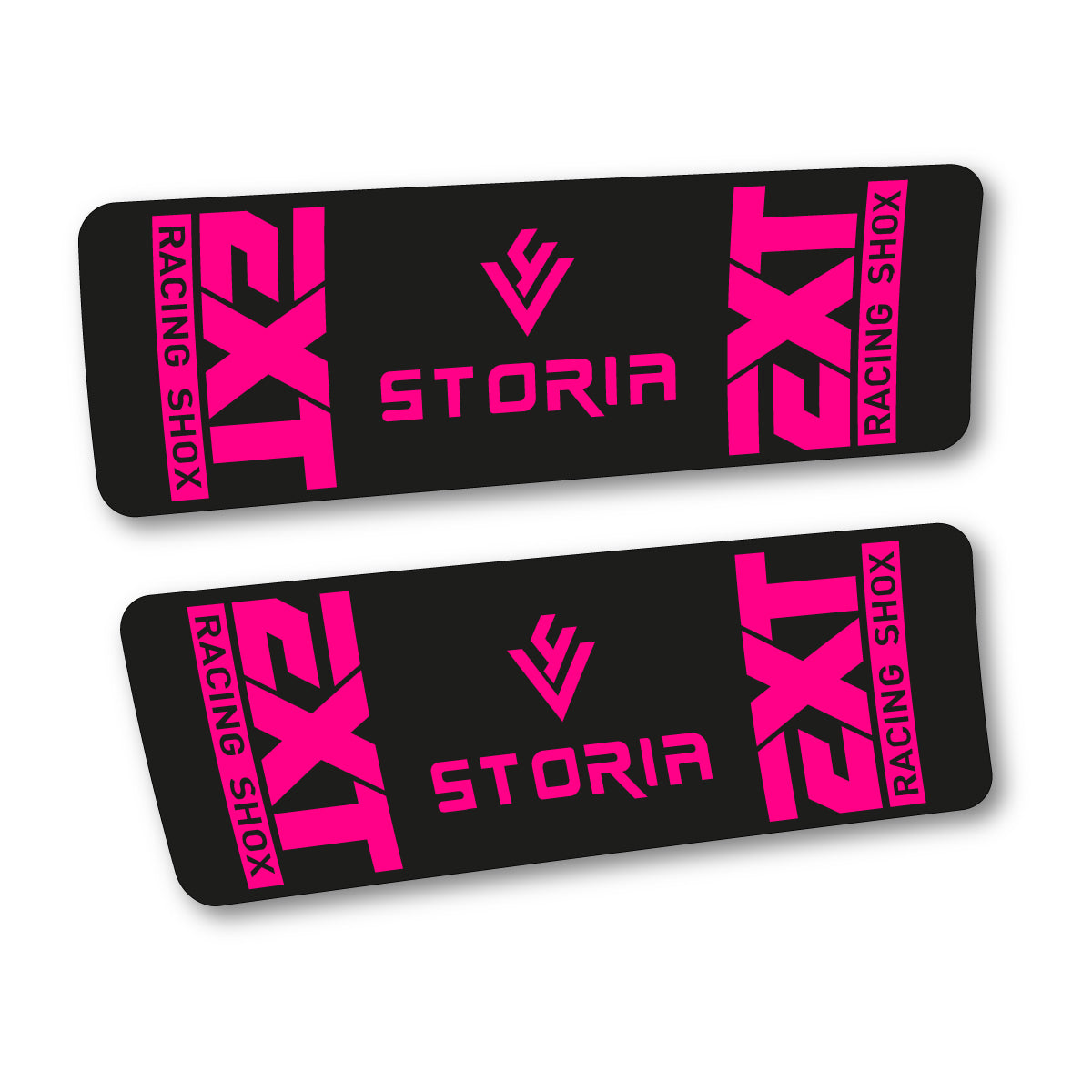 Compatible Stickers for EXT Storia V4 2023, Shock Absorber vinyl decals - Neon Pink