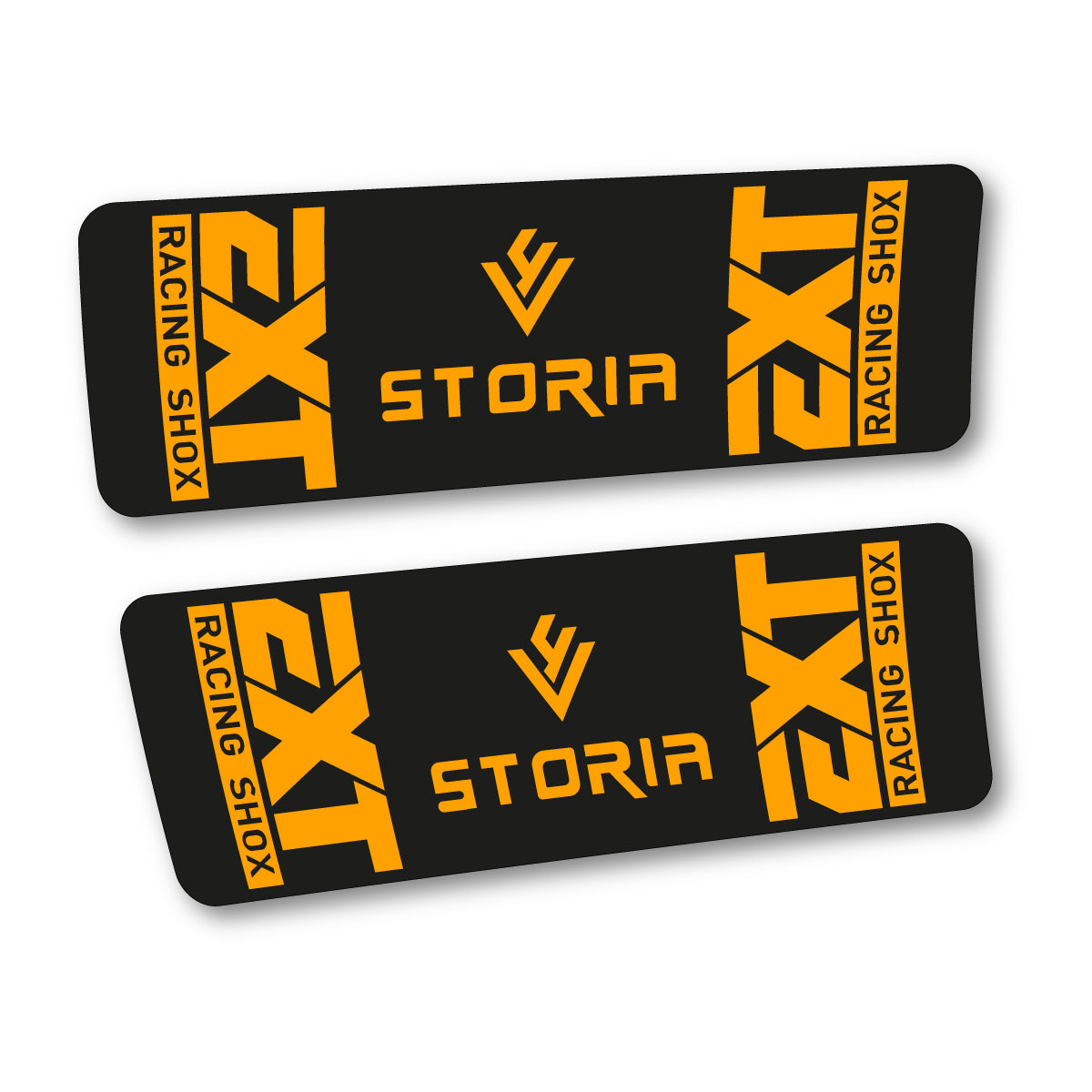 Compatible Stickers for EXT Storia V4 2023, Shock Absorber vinyl decals - Orange Yellow