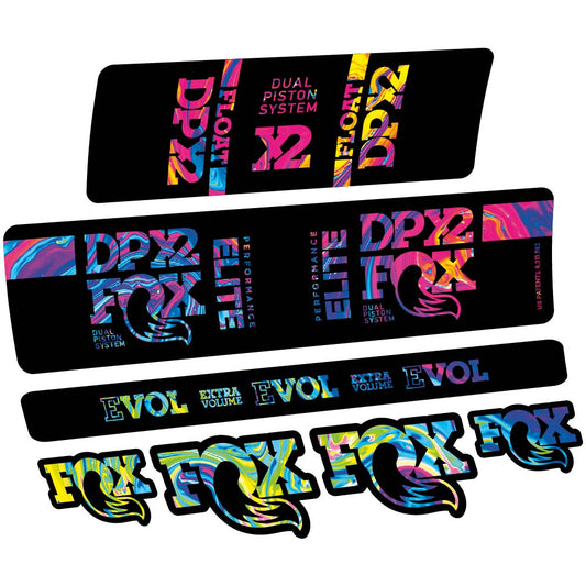 Psychedelic Rainbow decal for Fox Elite DPX2 2019 rear shock – bike sticker vinyl